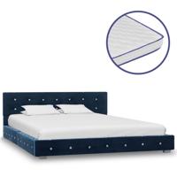 vidaXL Bed met traagschuim matras fluweel blauw 140x200 cm