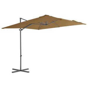 Zweefparasol met stalen paal 250x250 cm taupe