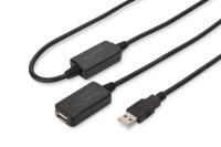 Digitus USB-kabel USB 2.0 USB-A bus, USB-A stekker 20.00 m Zwart Met USB, Met verlengkabel DA-73102 - thumbnail