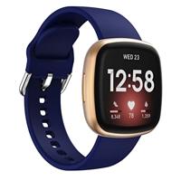 By Qubix - Compatible met Fitbit Versa 3 & 4 / Sense 1 & 2 - Siliconen bandje - Donkerblauw - Compatible fitbit bandje