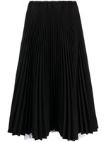 Plan C pleated asymmetric-hem midi skirt - Noir