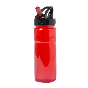 Kunststof waterfles/drinkfles/sportfles - rood transparant - met drinktuit - 650 ml