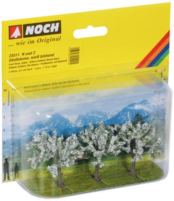 Noch 25511 N/Z Fruitbomen witte bloesem 4,5 cm hoog, 3 stuks