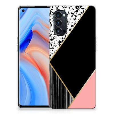 OPPO Reno4 Pro 5G TPU Hoesje Zwart Roze Vormen