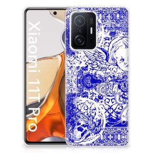 Silicone Back Case Xiaomi 11T | 11T Pro Angel Skull Blauw