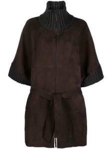 P.A.R.O.S.H. veste en cuir Monet à taille ceinturée - Marron