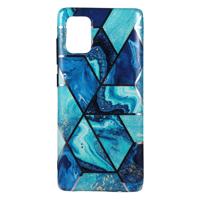 Shop4 - Samsung Galaxy A71 Hoesje - Zachte Back Case Marmer Combinatie Blauw