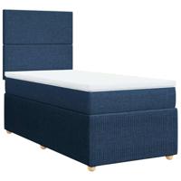 vidaXL Boxspring met matras stof blauw 90x190 cm