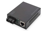 DIGITUS Media Converter - MM - Gbit Ethernet - RJ45 / SC - 850nm golflengte - Tot 0,5km - Met PoE-injector - Zwart, Multimode