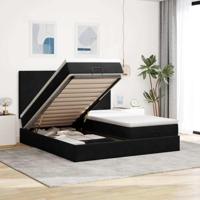 vidaXL Ottoman bed met matrassen en LED's 180x200cm fluweel zwart, bedframe, ottoman bedframe, bedframe met opbergruimte onder het bed, bedframe met opbergruimte