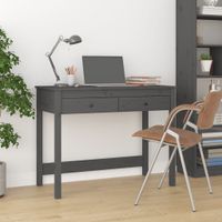 Bureau met lades 100x50x78 cm massief grenenhout grijs - thumbnail