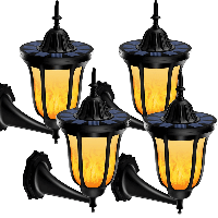 Solar wandlamp pieck met vlameffect en schemersensor voordeelset 4 | solarlampkoning
