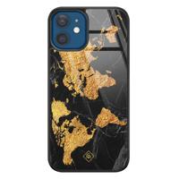 iPhone 12 glazen hardcase - Wereldkaart