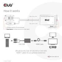 club3D CAC-1720 HDMI / USB / VGA Adapter [2x VGA-stekker, USB-stekker - 1x HDMI-bus] Zwart Met USB, Schroefbaar, Vergulde steekcontacten 0.6 m - thumbnail