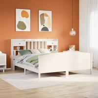 vidaXL Bed met boekenkast zonder matras grenenhout wit 180x200 cm