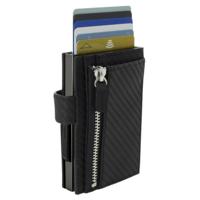 ÖGon Kaarthouder Cascade Rits Snap 9,7 Cm Leer Titanium/grijs