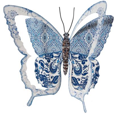 Tuindecoratie Muur Vlinder Van Metaal Blauw 31 Cm - Tuinbeelden