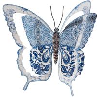 Tuindecoratie Muur Vlinder Van Metaal Blauw 31 Cm - Tuinbeelden