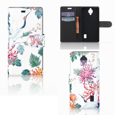 Huawei Y635 Telefoonhoesje met Pasjes Bird Flowers Huawei Y635 Telefoonhoesje met Pasjes Bird Flowers