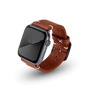 JT Berlin Alex Vintage armband voor Apple Watch 42 mm / 44 mm leren armband [Watch SE, Series 6 / 5 / 4 / 3 / 2 / 1, zacht lederen reserveband, aluminium sluiting] bruin/grijs (maat S/M)