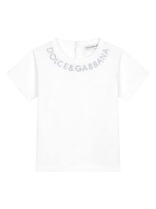 Dolce & Gabbana Kids t-shirt en coton à logo brodé - Blanc