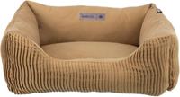 TRIXIE Hondenbed Marley 60 x 50 cm in oker, hoekige hondenmand voor kleine honden, gezellige hondenmand met hoogwaardige canvas katoenen overtrek, zacht en wasbaar, 37693