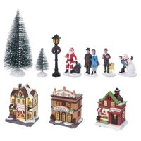 Kerstdorp kersthuisjes en accessoires set 17dlg met LED - thumbnail