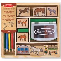 Houten paarden stempelset - thumbnail