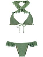 Amir Slama haut de bikini à volants - Vert - thumbnail