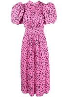 ROTATE BIRGER CHRISTENSEN robe mi-longue en jacquard à manches bouffantes - Rose - thumbnail