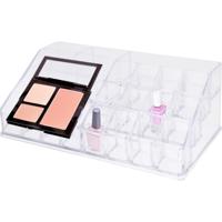 Make-up organizer - kunststof - transparant - 22 x 12 x 8 cm - kwasten houder - thumbnail