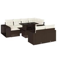 vidaXL 11-delige Loungeset met kussens poly rattan bruin