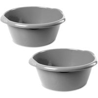 2x Ronde afwasteilen/afwasbakken zilver 3 liter 25 x 11 cm