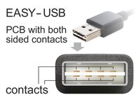 Delock USB-kabel USB 2.0 USB-A stekker, USB-B stekker 3.00 m Zwart Stekker past op beide manieren, Vergulde steekcontacten, UL gecertificeerd 83360 - thumbnail