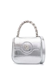 Versace mini sac La Medusa à fini métallisé - Argent