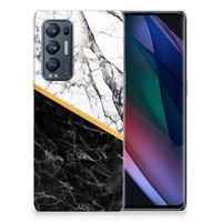 OPPO Find X3 Neo TPU Siliconen Hoesje Marmer Wit Zwart - Origineel Cadeau Man - thumbnail