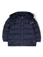 Ralph Lauren Kids Polo Pony-print padded hooded jacket - Bleu - thumbnail