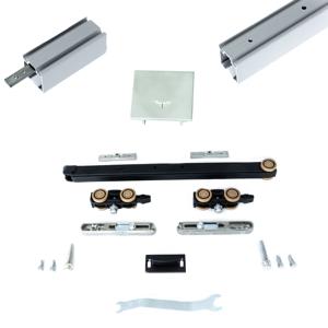 Xperta set 3m rail - alu - Plafond opbouw - Enkele deur - Dubbele softclose - inbouw manual fix - Set Eindkappen