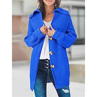 Dames Vest Trui Overhemdkraag Geribd breien Lapwerk nappi Herfst Winter Dagelijks Uitgaan Weekend Stijlvol Casual Zacht Lange mouw Effen Kleur Zwart Wit Lightinthebox - thumbnail