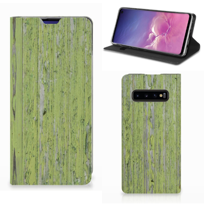 Samsung Galaxy S10 Book Wallet Case Green Wood