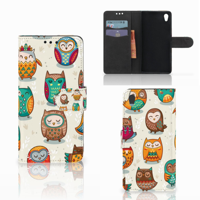 Sony Xperia Z5 | Z5 Dual Telefoonhoesje met Pasjes Vrolijke Uilen
