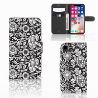 Apple iPhone Xr Hoesje Black Flowers - thumbnail