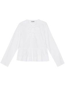 GANNI blouse en coton à fermeture nouée - Blanc