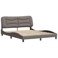 vidaXL Bedframe met hoofdbord stof taupe 160x200 cm, bed, bed ombouw, stoffen bed, bedbodem, 2-persoons bed, gebogen bedframe