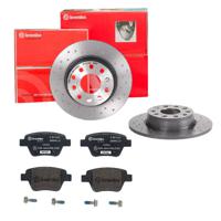 Remmenset, remschijf BREMBO, Remschijftype: Geperforeerd, Inbouwplaats: Achteras: , u.a. für Seat, VW, Skoda, Audi