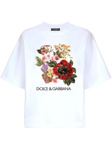 Dolce & Gabbana t-shirt en coton mélangé à fleurs - Blanc