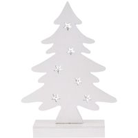 Wit houten kerstboompje decoratie 28 cm met LED verlichting