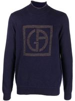 Giorgio Armani pull à logo embossé - Bleu