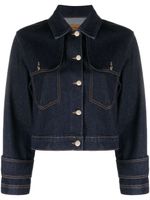 Claudie Pierlot veste crop en jean à effet délavé - Bleu