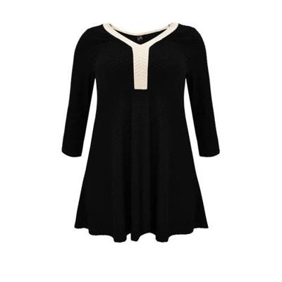 Yoek tuniek OBLIE met textuur zwart/ecru Yoek tuniek OBLIE met textuur zwart/ecru